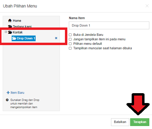 Mebuat Menu Drop Down pada Website Builder - IndoWebsite Knowledgebase