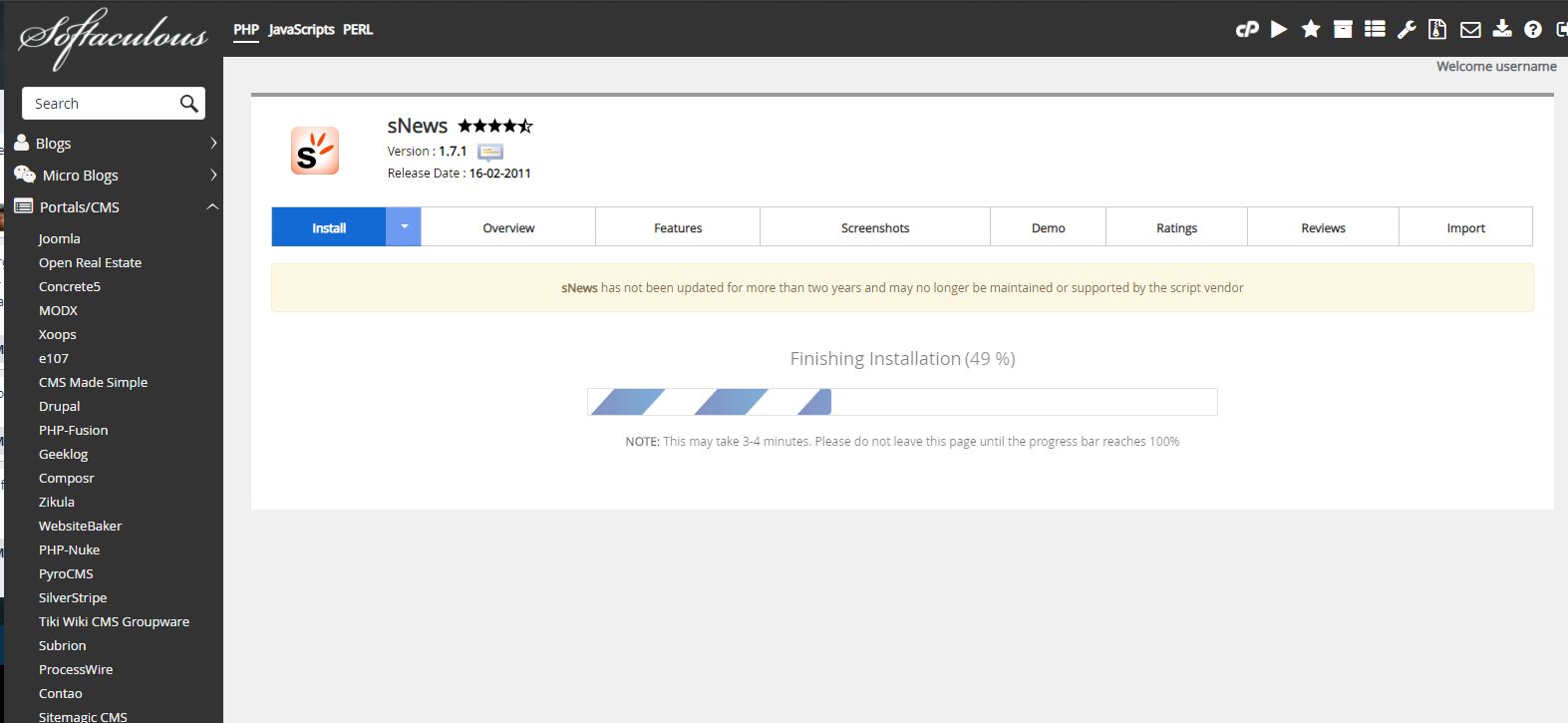 Proses Instalasi sNews