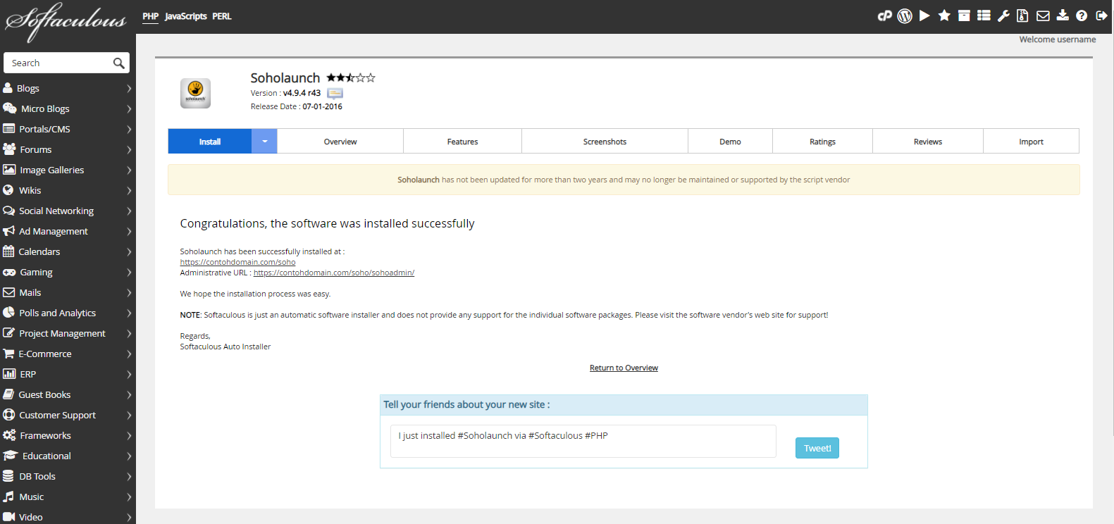 Soholaunch Berhasil Diinstal