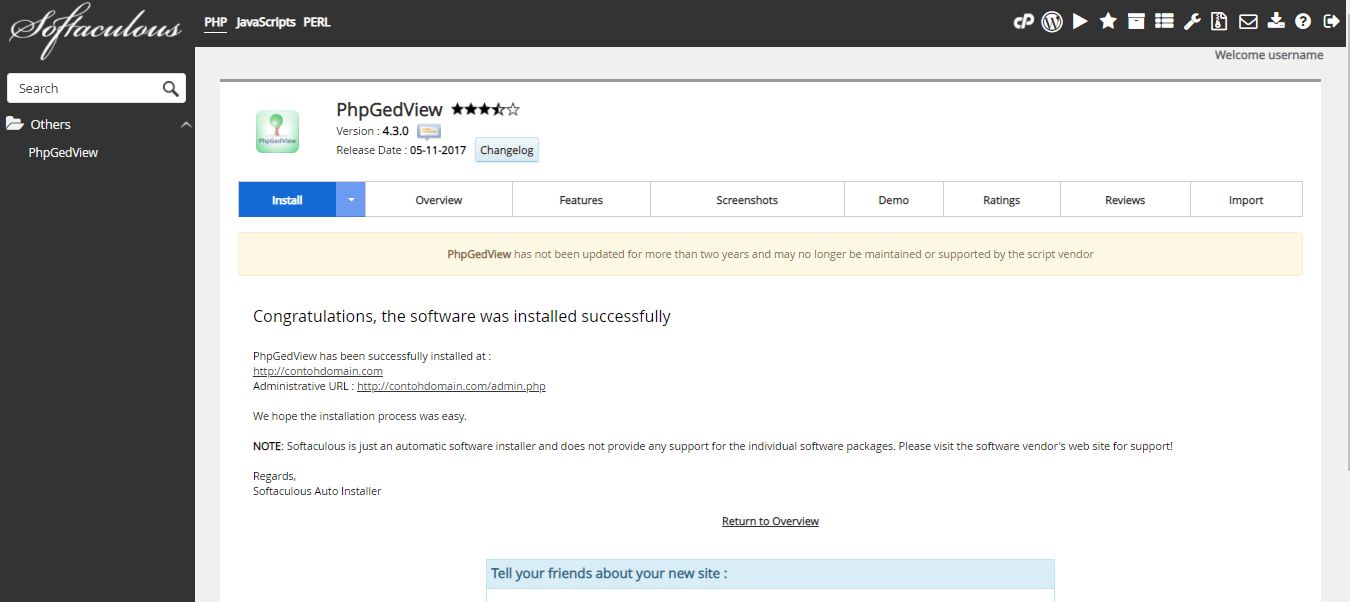 phpGedView Berhasil Diinstal