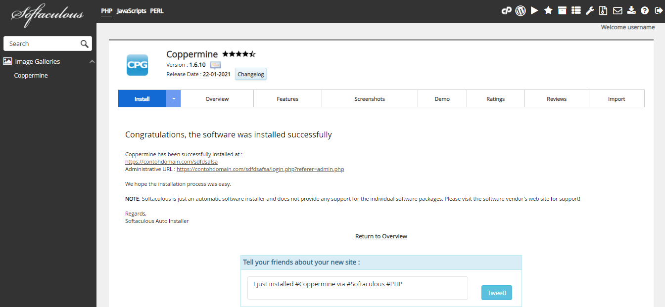 Instalasi Coppermine Selesai