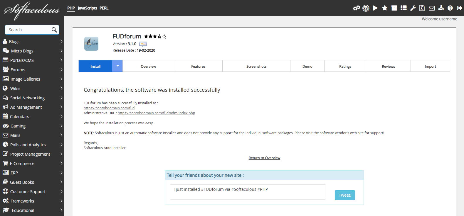 Instalasi FUDforum Selesai