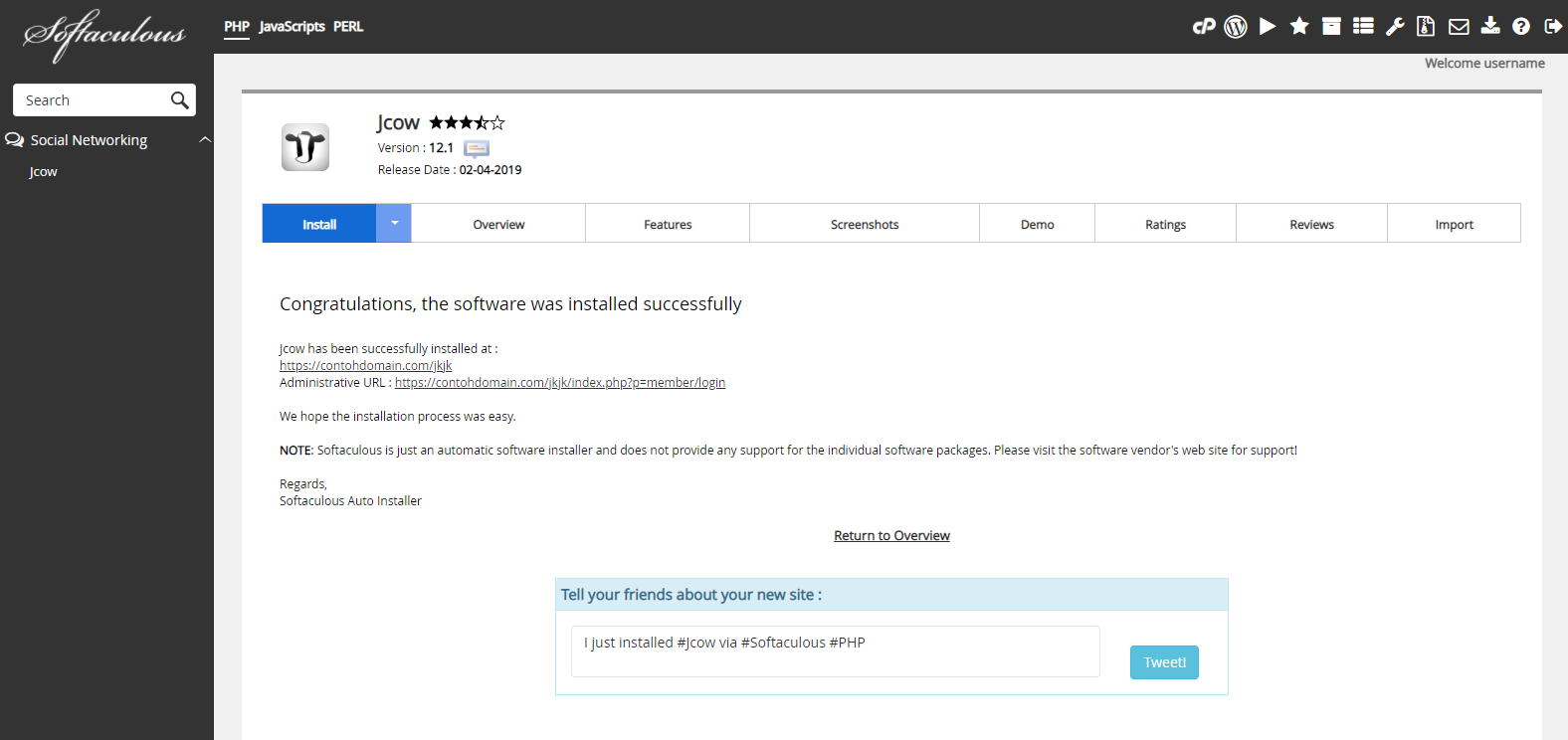 Instalasi Jcow Selesai