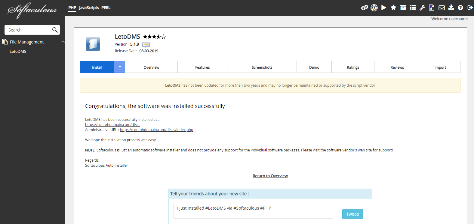 Instalasi LetoDMS Selesai