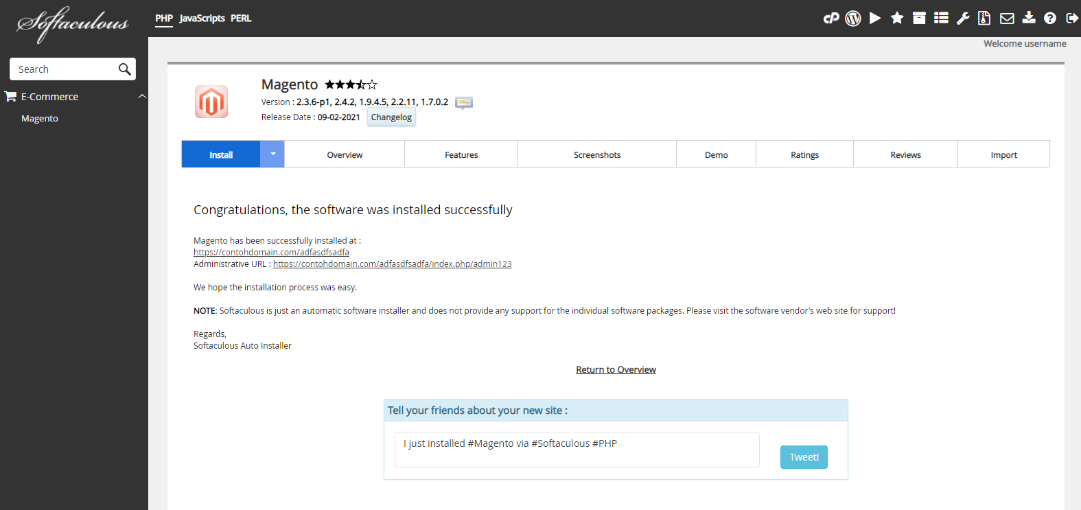 Instalasi Magento Selesai