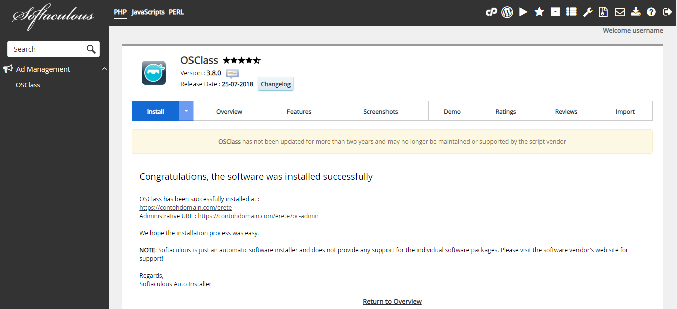 Instalasi OSClass Selesai