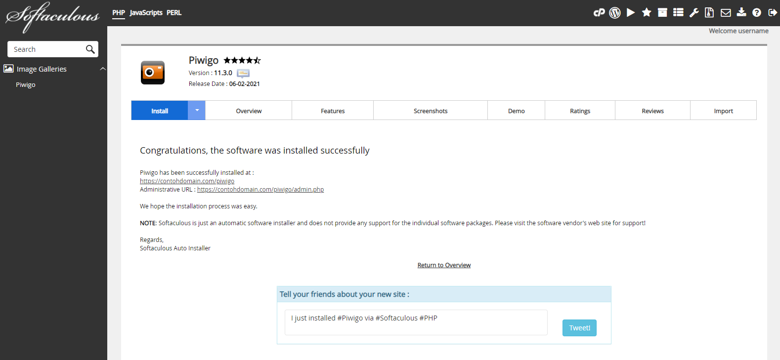 Instalasi Piwigo Selesai