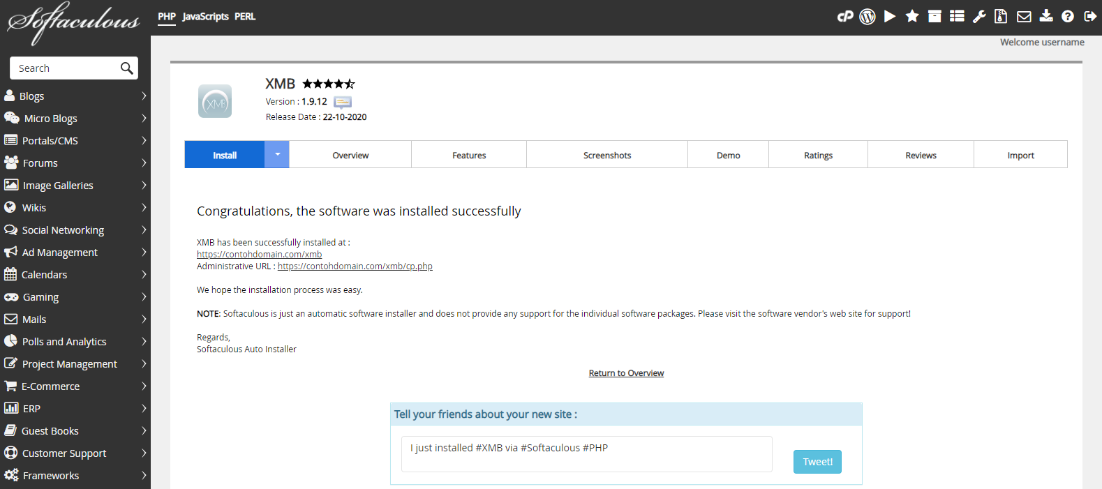 Instalasi XMB Selesai