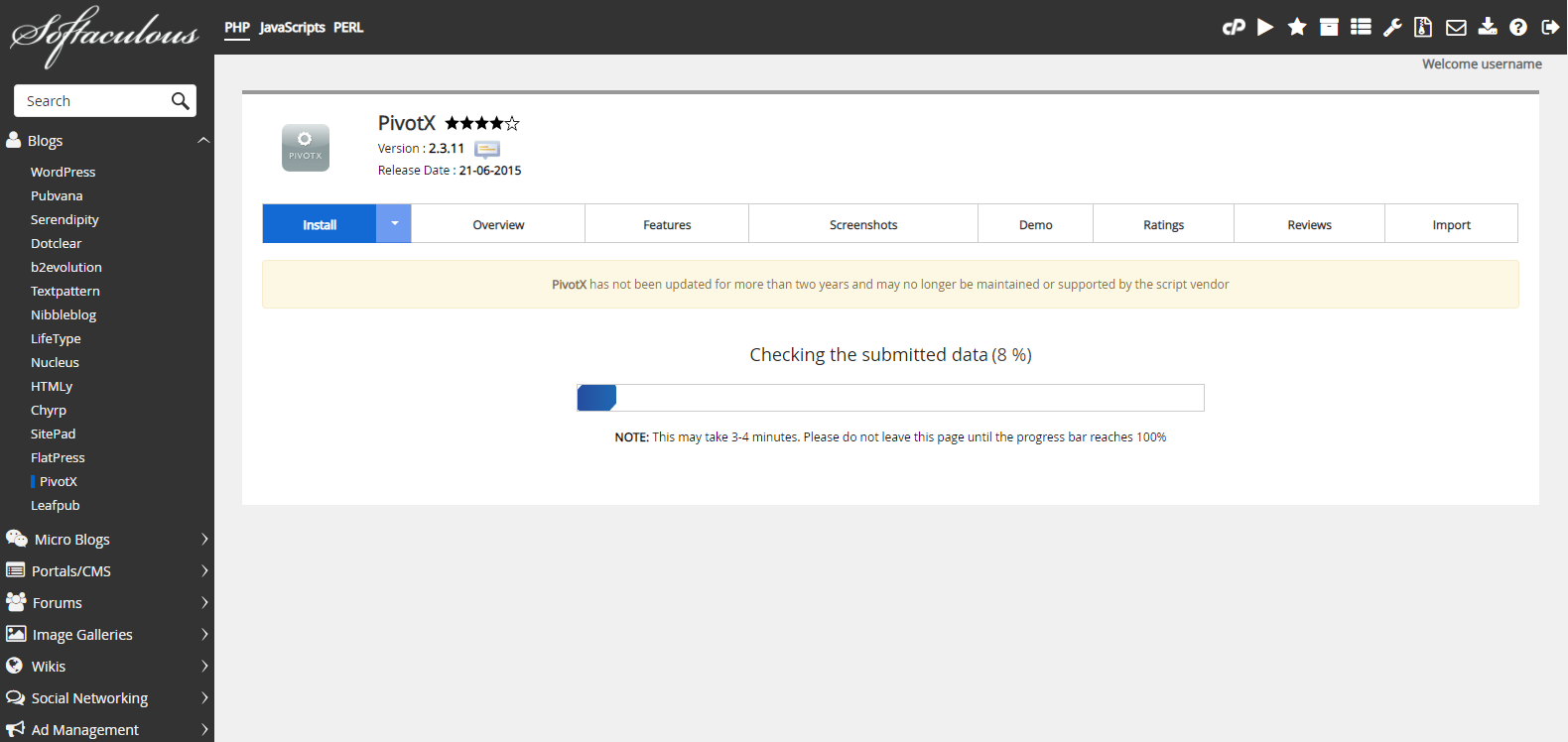 Proses Instalasi PivotX