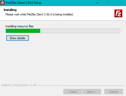 Tunggu Proses Installasi FileZilla