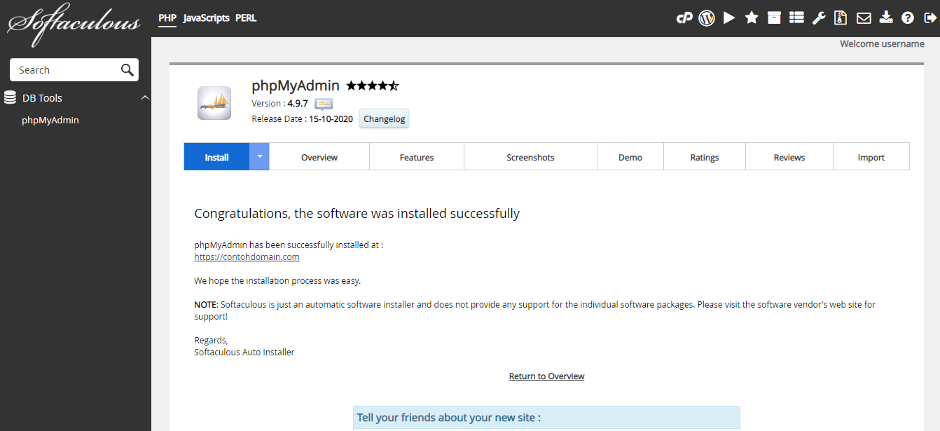 phpMyAdmin Diinstall