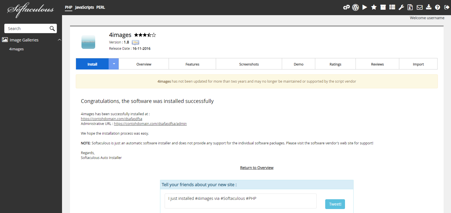 Instalasi 4images Selesai