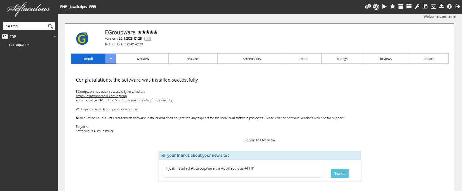 Instalasi EGroupware Selesai