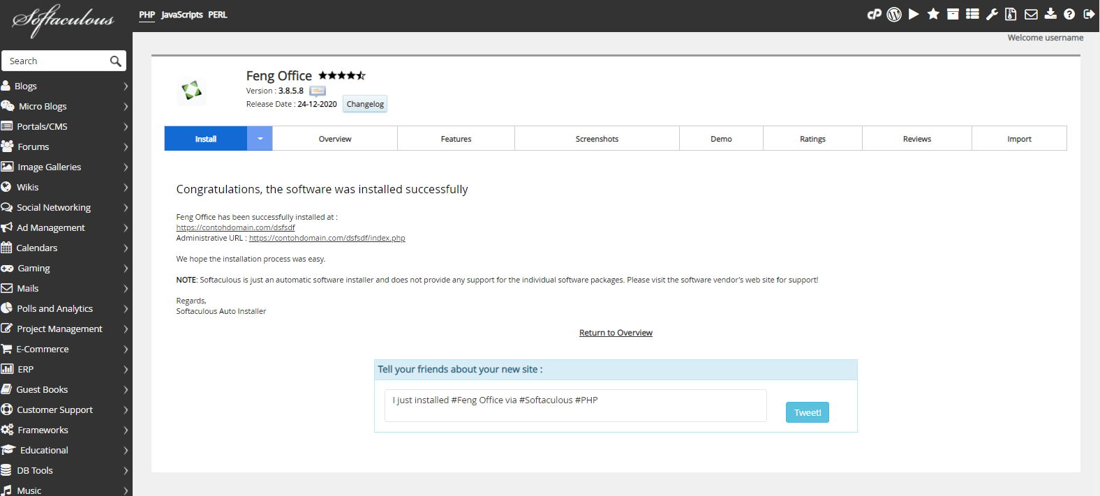 Instalasi Feng Office Selesai