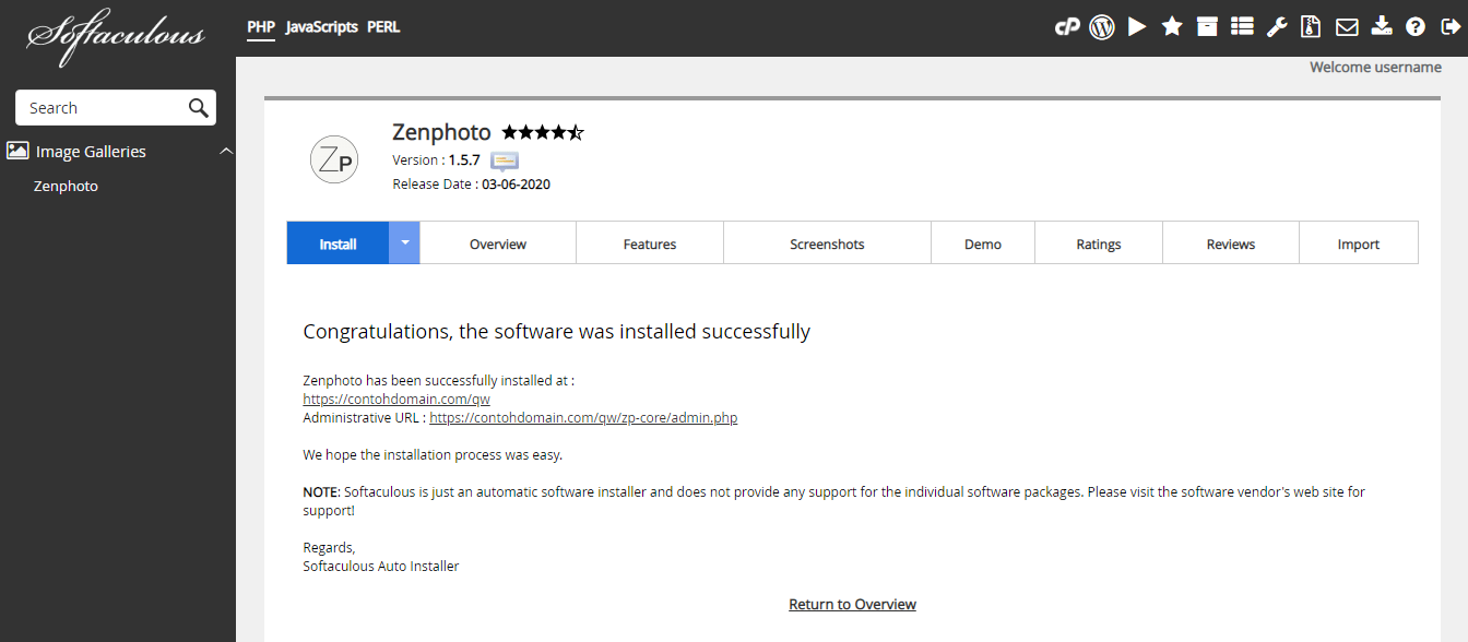 Instalasi Zenphoto Selesai