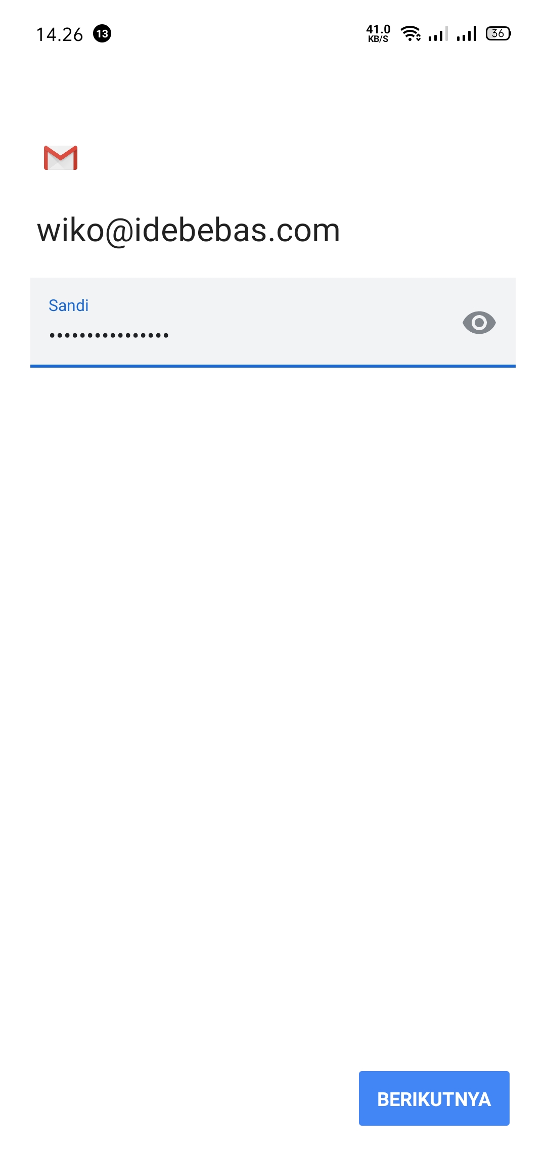 Masukan Password Email