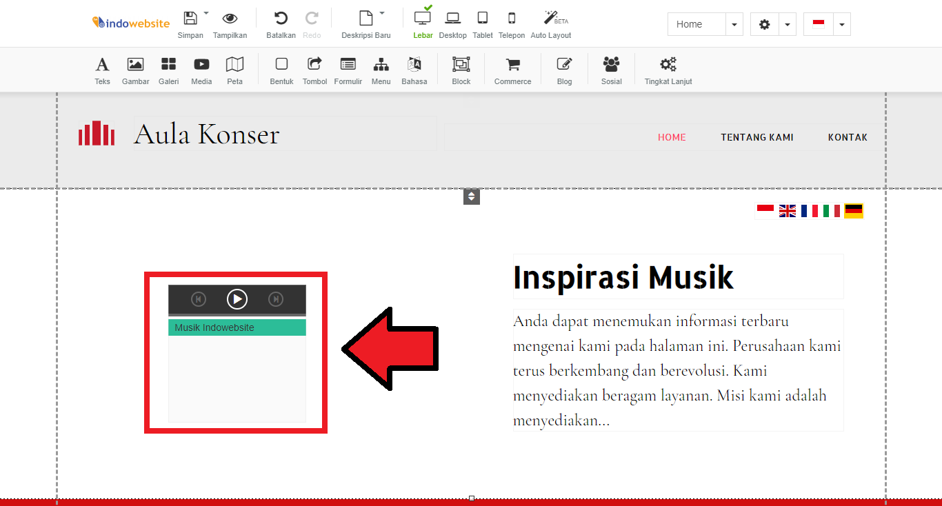 MP3 Dipasang di Website