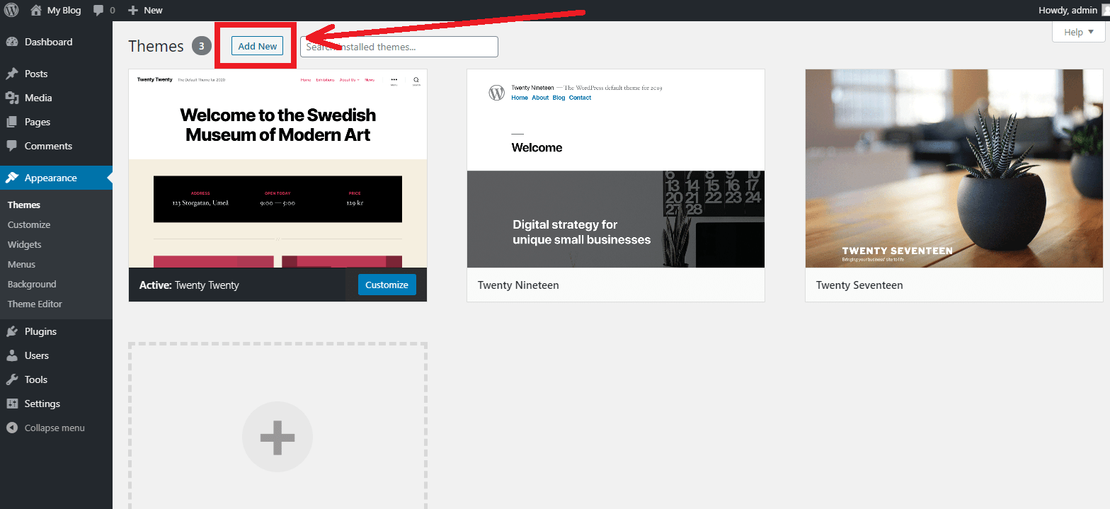 Add New Tema Wordpress