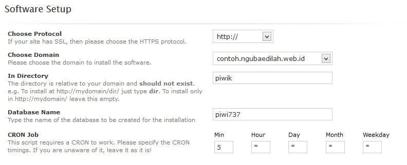 Cara Install Piwik Melalui Softaculous-3