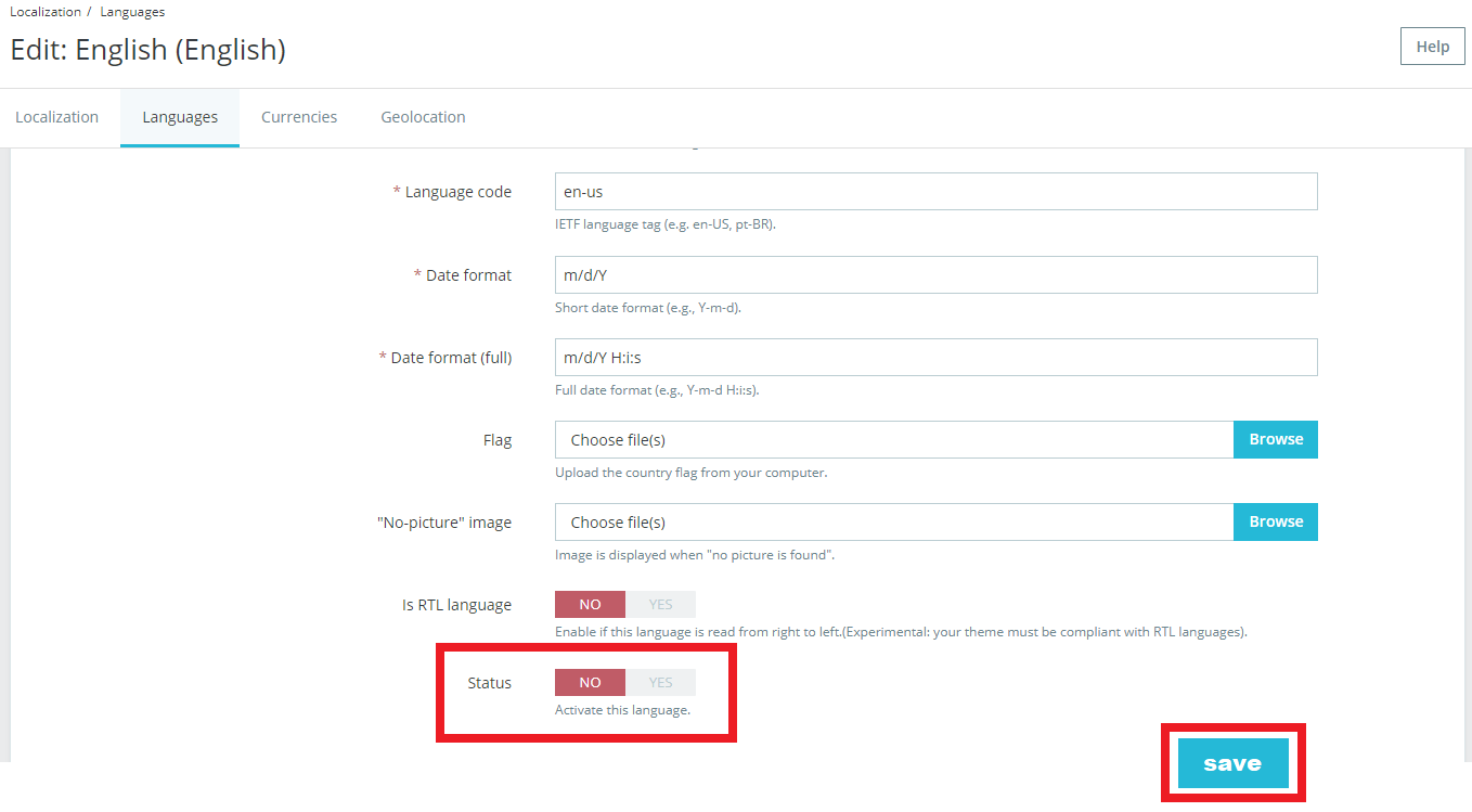 Disable Bahasa Inggris