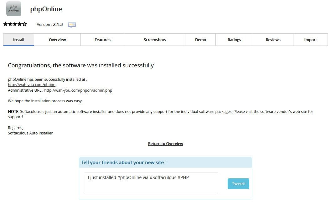 Finish Instalation PHPOnline