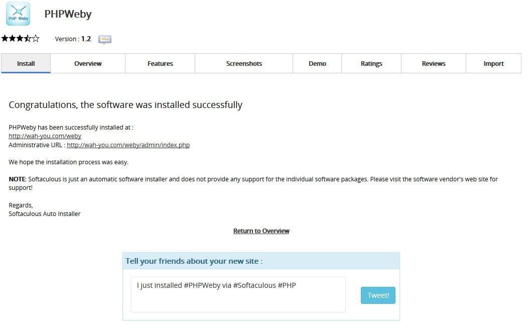 Finish Instalation PHPWeby