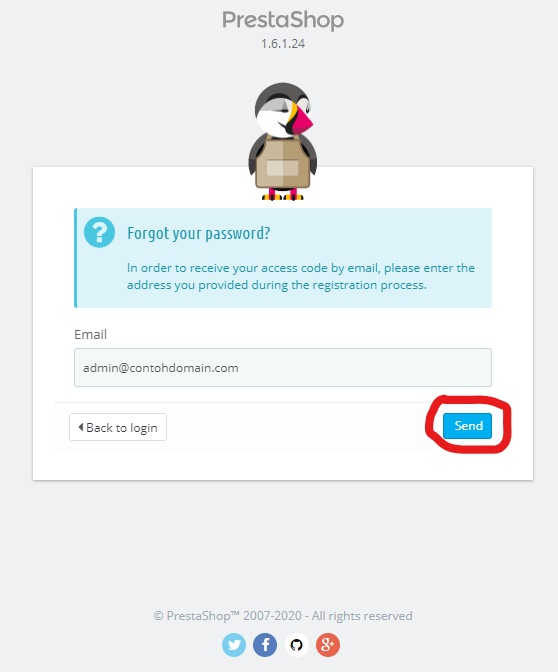 Form Reset Password Prestashop