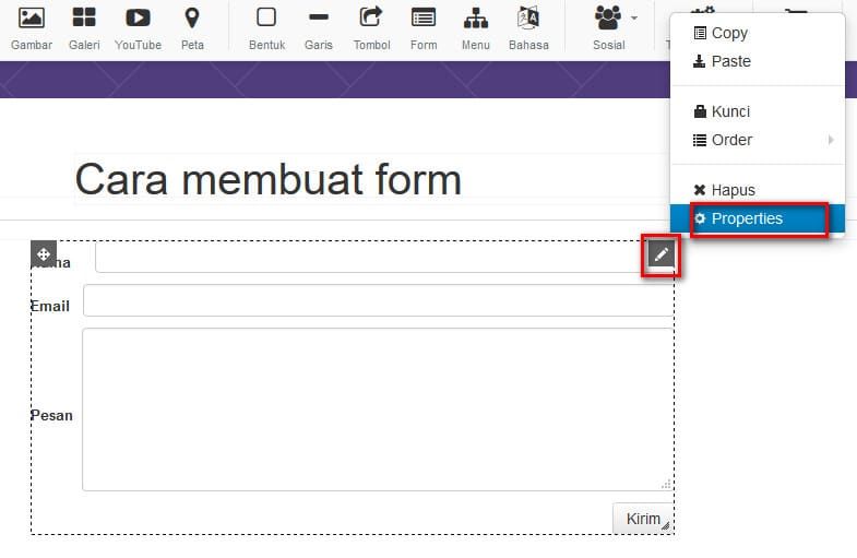 Cara Membuat Form Pada Website Builder - IndoWebsite Knowledgebase