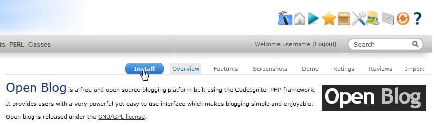 Instal CMS Open Blog