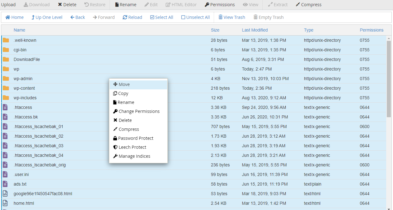 Move Semua File Wordpress
