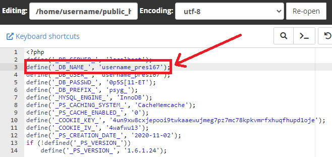 Nama Database Prestashop