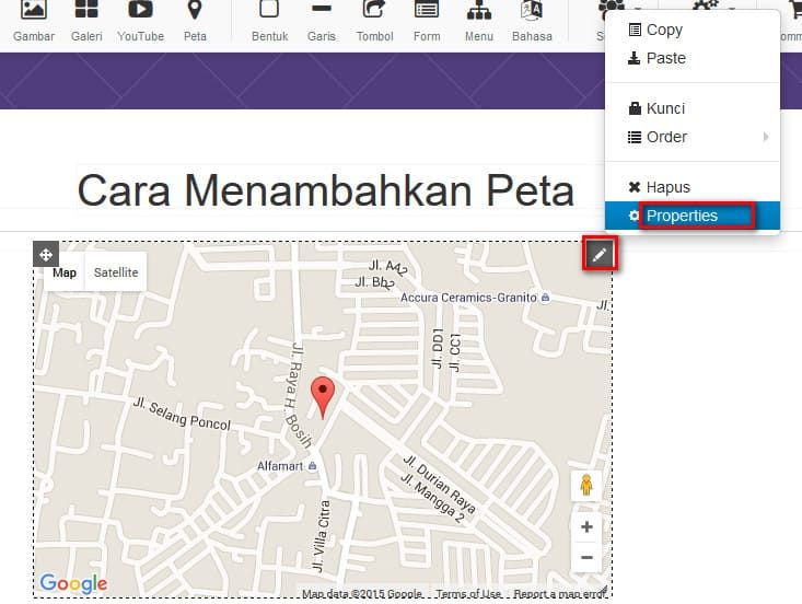  Cara  Menambahkan Peta Pada Website Builder IndoWebsite 