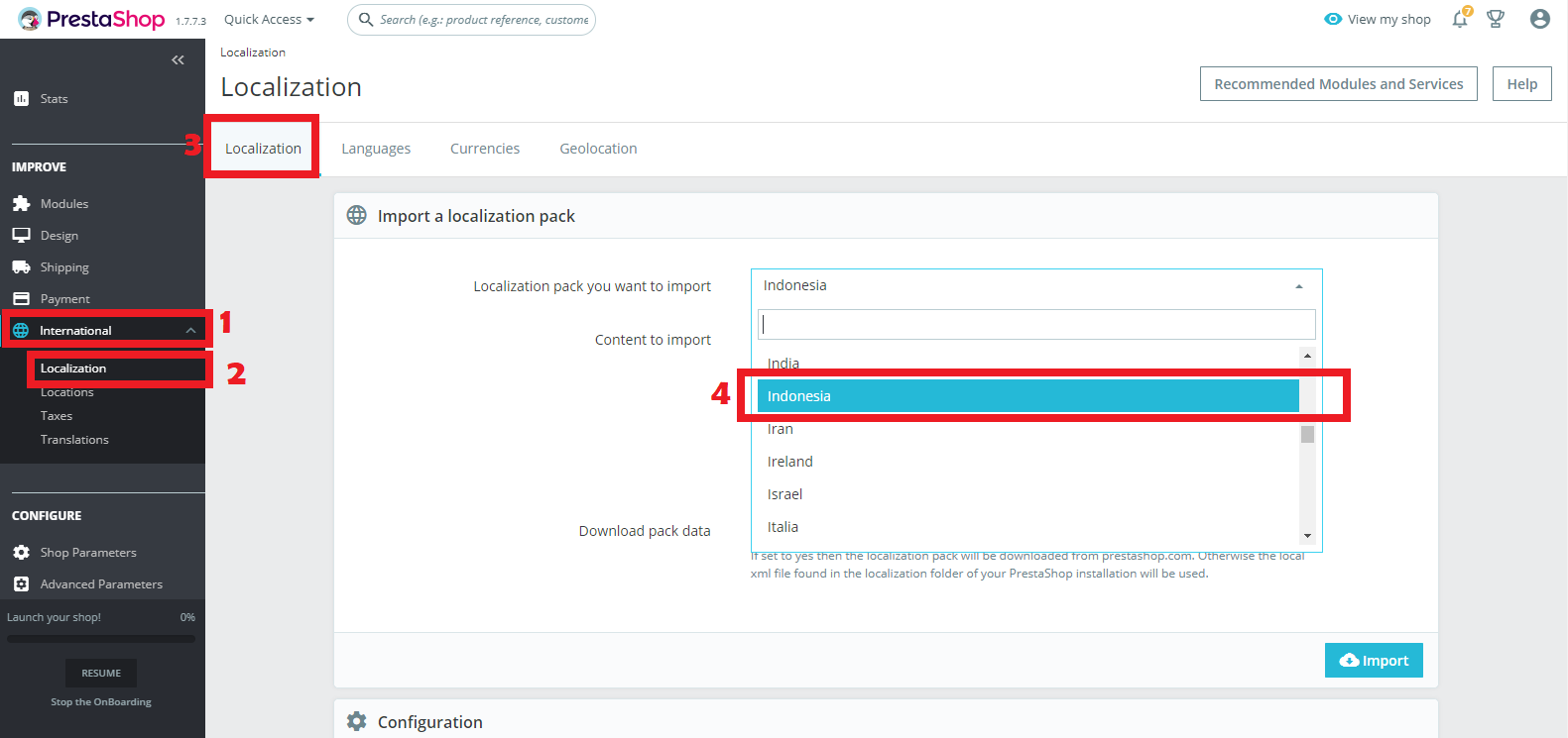 Pilih Bahasa Prestashop