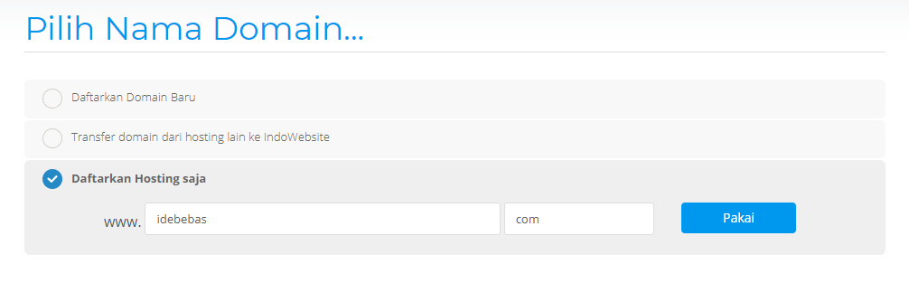 Pilih Nama Domain