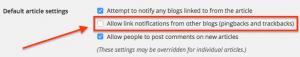 Disable Pingback and Trackback