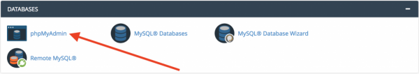 Menu phpMyAdmin