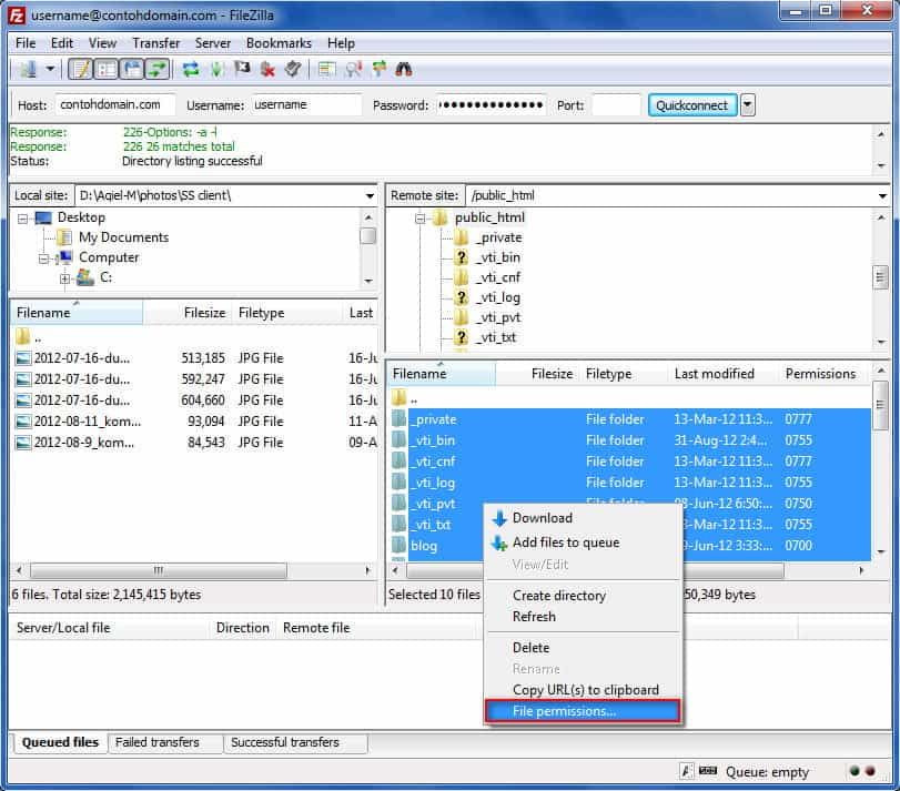 akses filezilla