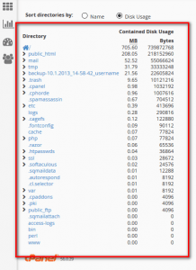 Detail Disk Space cPanel