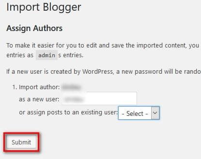 import blogger author