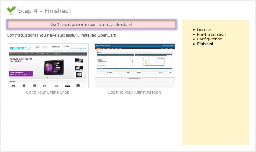 Instalasi Opencart Sukses