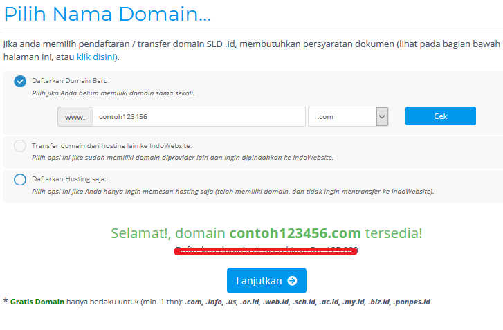 Pilih Nama Domain