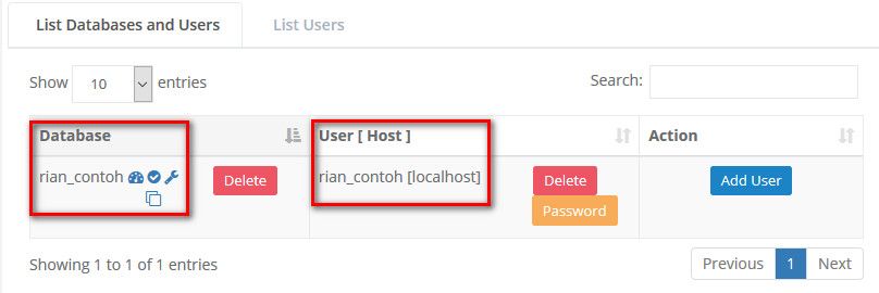 Database dan User Database