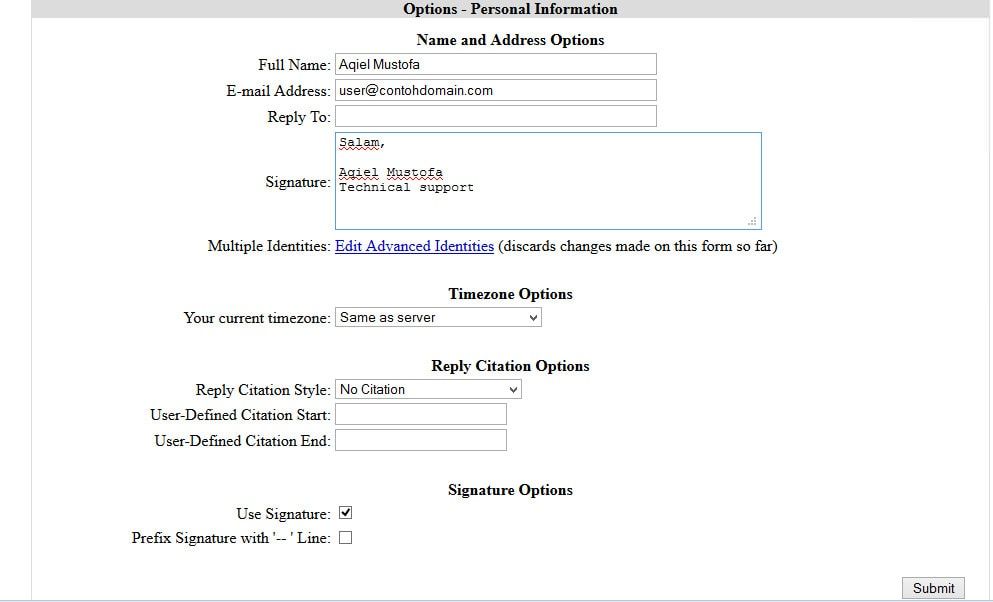 Pengaturan Signature