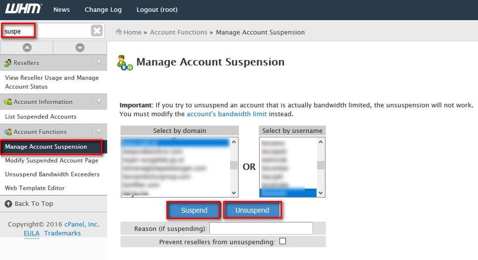 Suspend Akun Cpanel